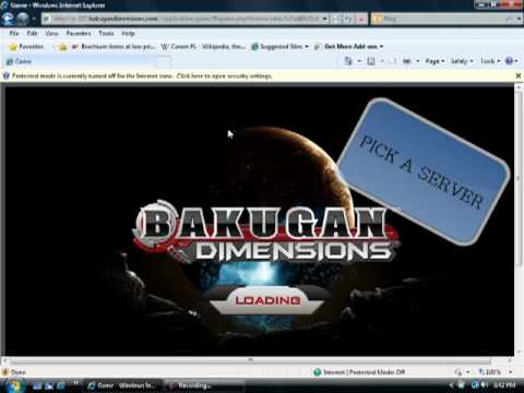 Bakugan Dimensions Login Page
