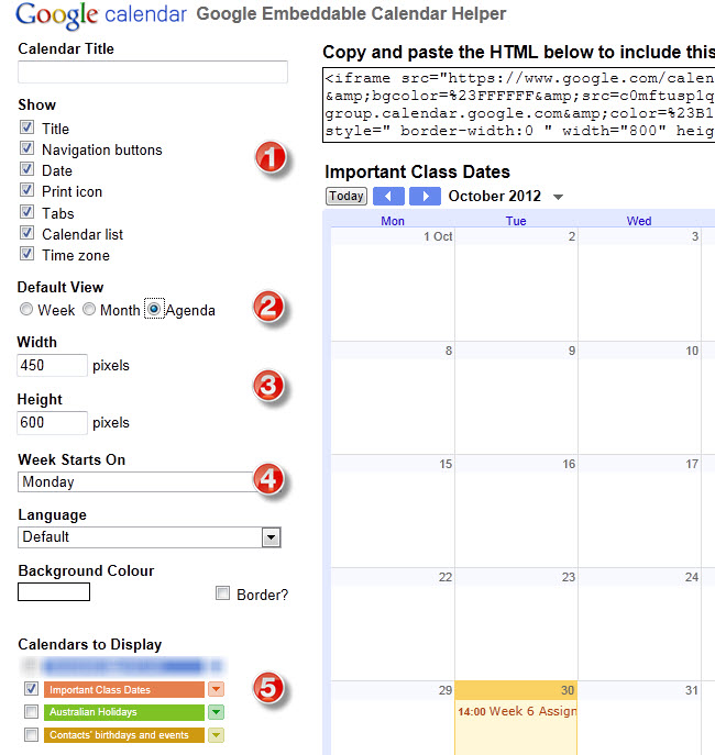 Calendar Html Code For Blog