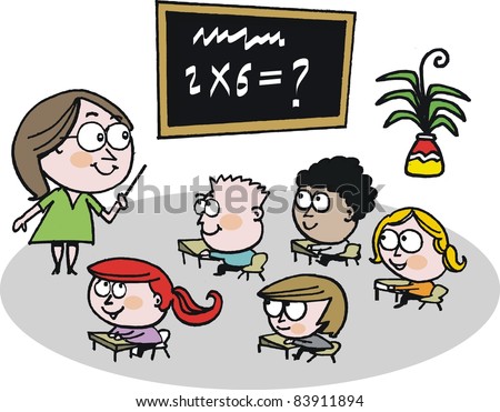 Children In Classroom Cartoon