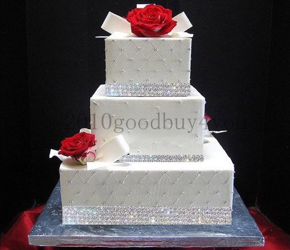 Wedding Cake With Crystal Decorations