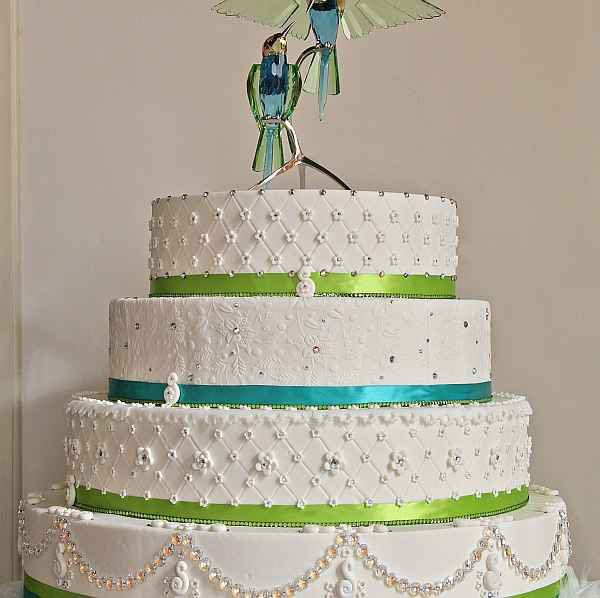 Wedding Cake With Crystal Decorations