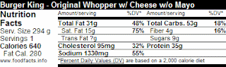 Whopper With Cheese No Mayo Calories