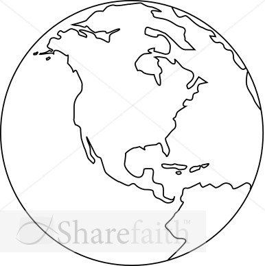 World Globe Clipart Black White