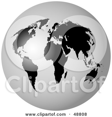 World Globe Clipart Black White