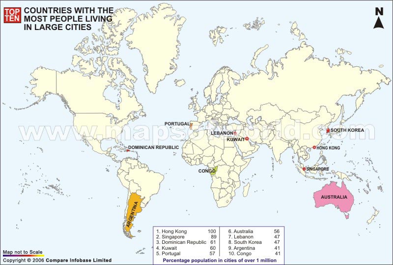 World Map With Countries And Cities