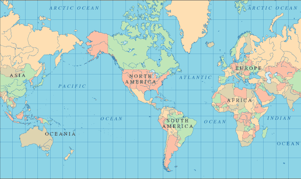 World Map With Countries And Cities