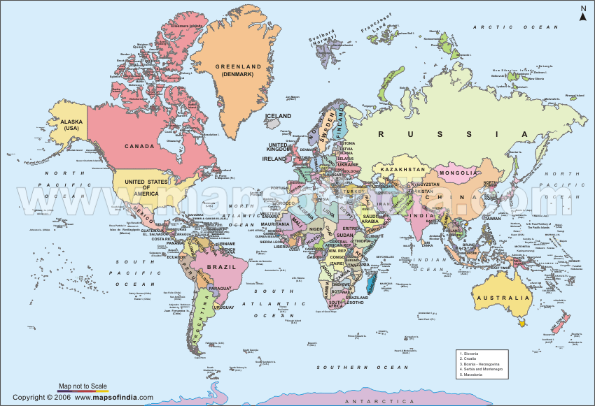 World Map With Countries And Cities