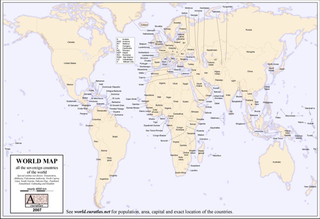 World Map With Countries And Cities Labeled