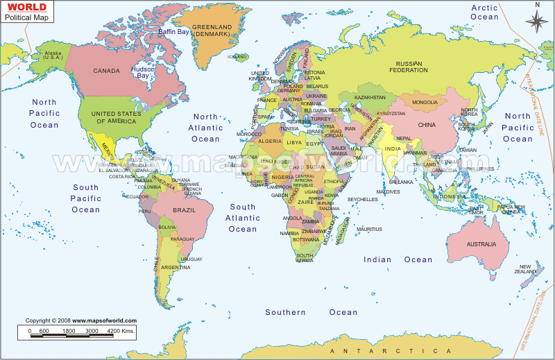 World Map With Countries And Cities Labeled