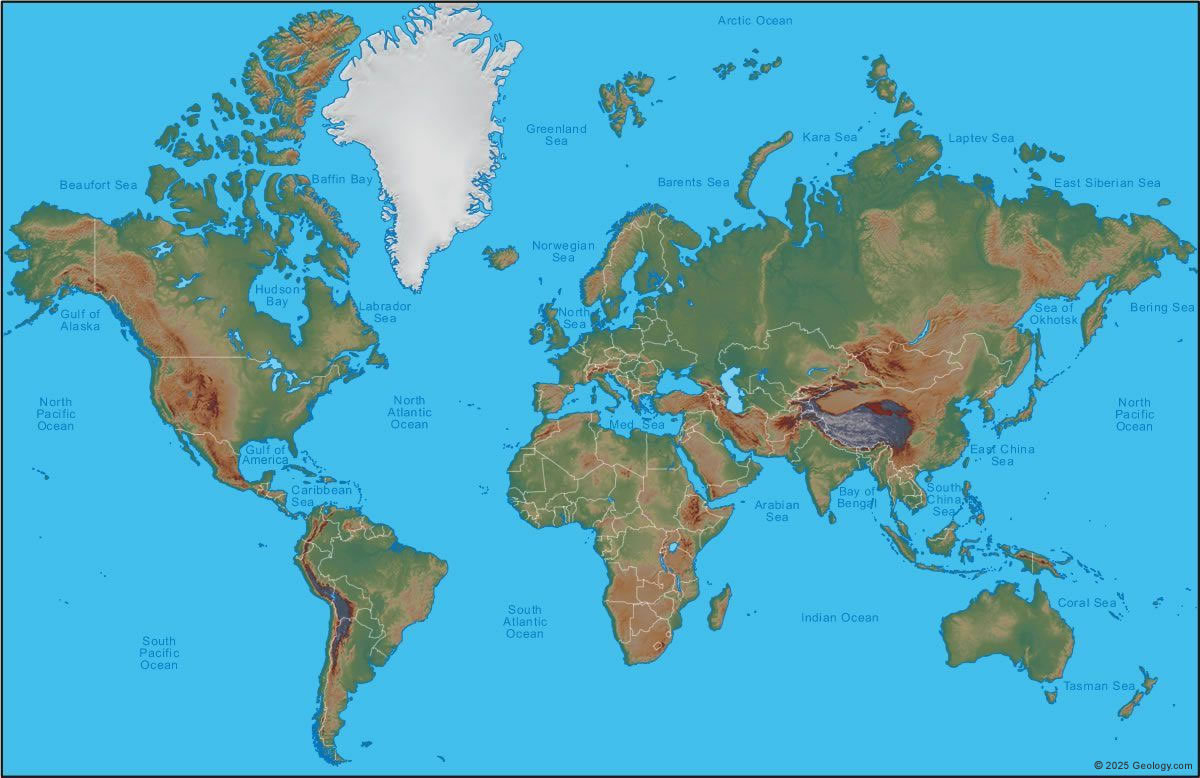 World Map With Countries Labelled
