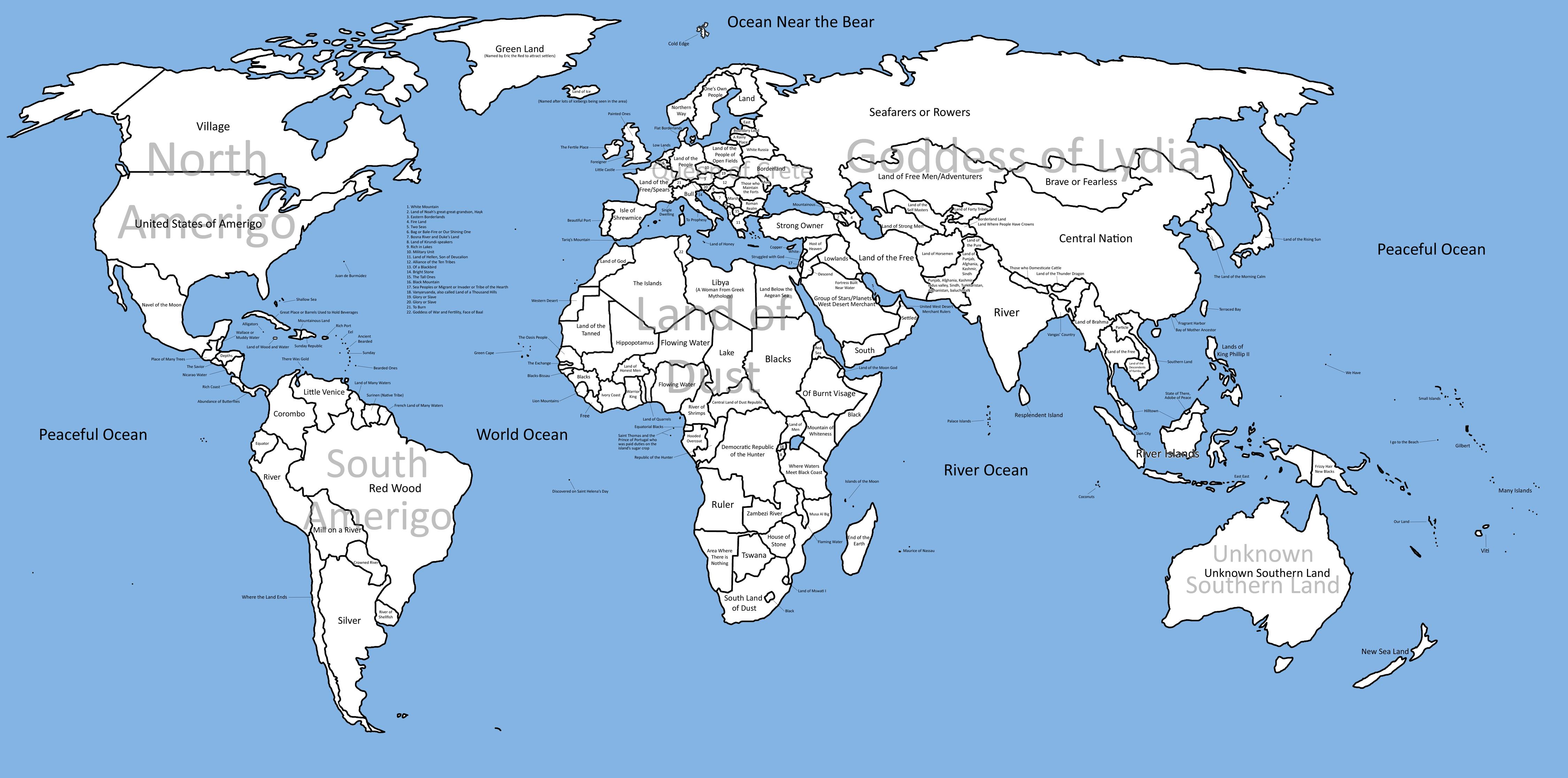 World Map With Countries Names