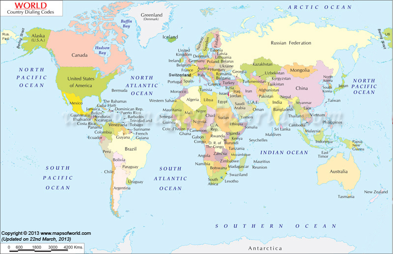 World Map With Countries Names Printable