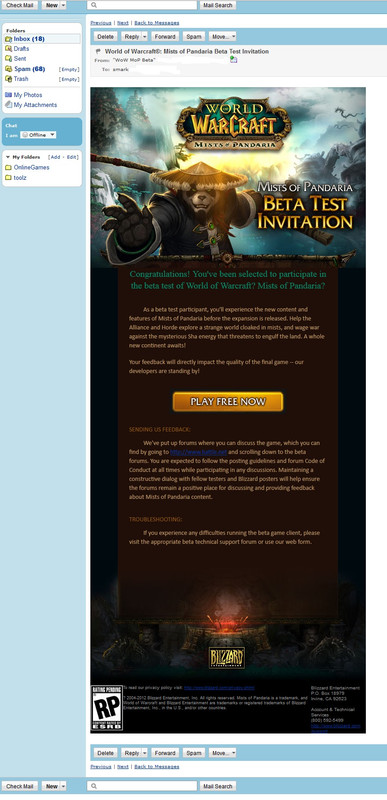World Of Warcraft Mists Of Pandaria Beta Test Invitation Fake