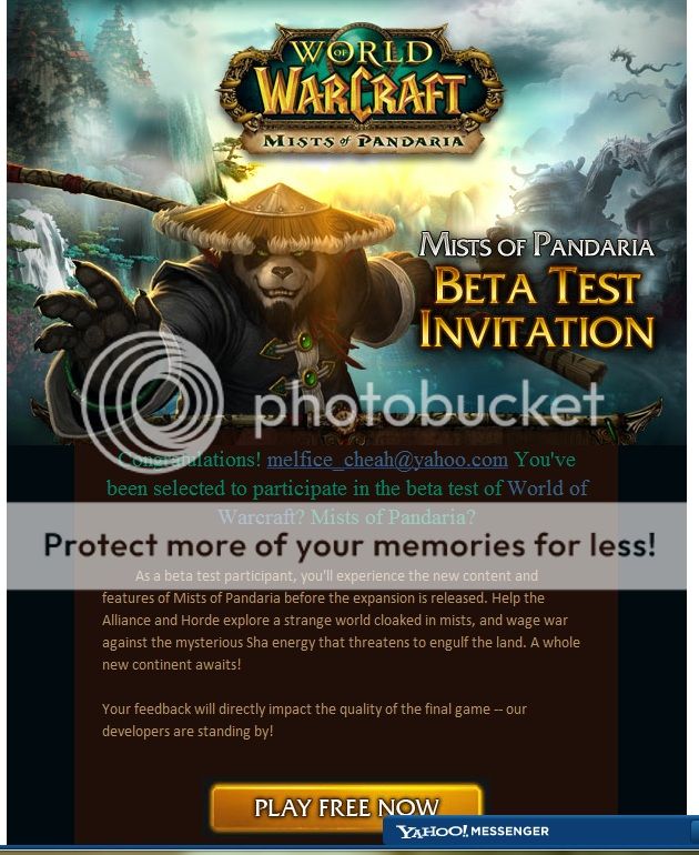 World Of Warcraft Mists Of Pandaria Beta Test Invitation Spam