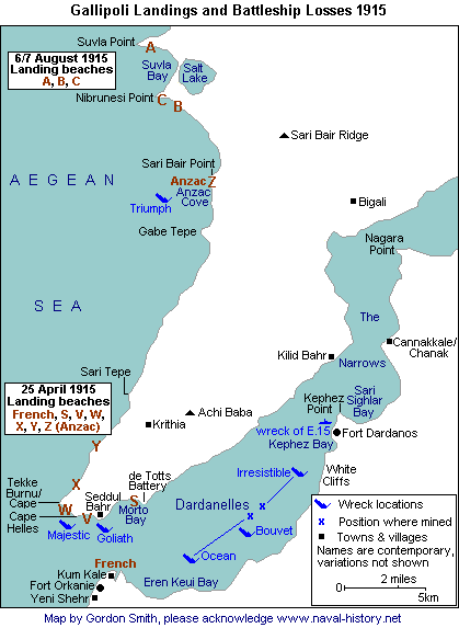 World War 1 Map Gallipoli