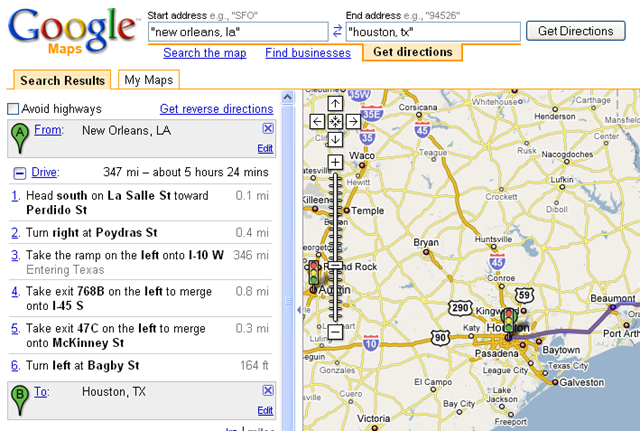 Google Maps Car Directions