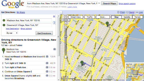 Google Maps Car Directions