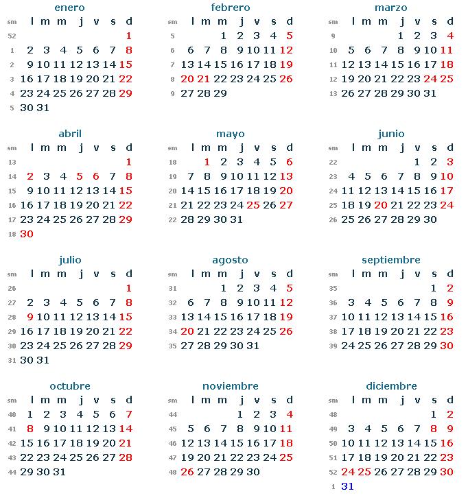 Calendario 2012 Argentina Feriados