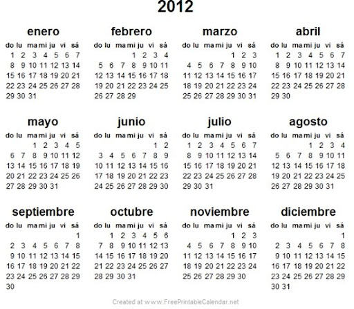 Calendario 2012 Argentina Para Imprimir Gratis