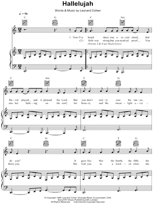 Hallelujah Piano Chords Free